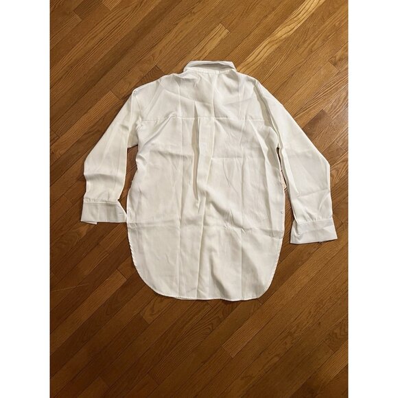 The Warmy Oversized Lapel Shirt Dress White Tunic Top Women’s Size M - Picture 4 of 5
